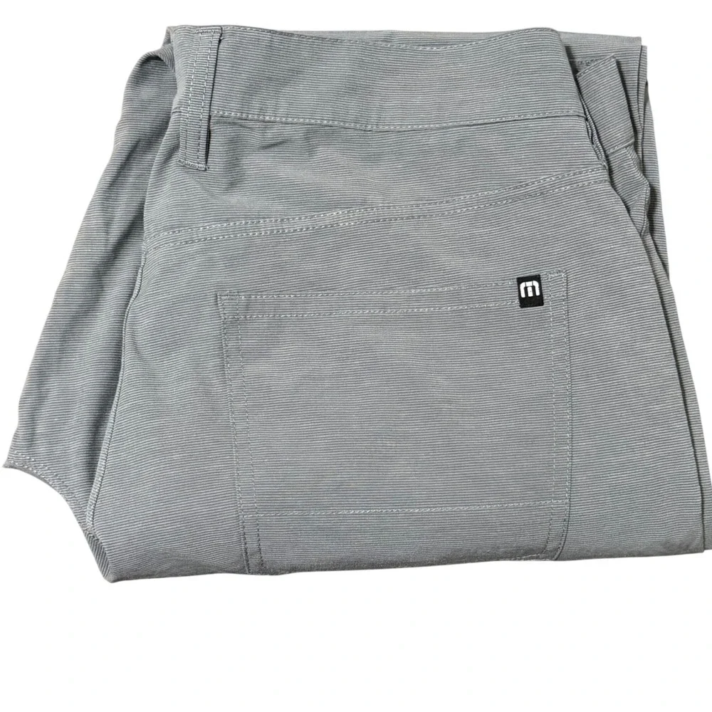 Travis Mathew‎ Men's Golf Pants Size 36 Gray Striped Polyester Blend Casual